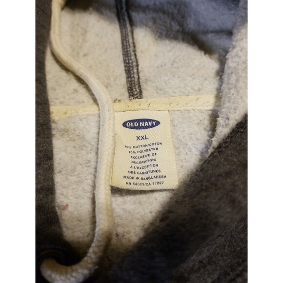 Old Navy Sweatshirt Mens Size 2XL Gray  Pullover Boston Phys Ed Hooded Grunge - Picture 7 of 10